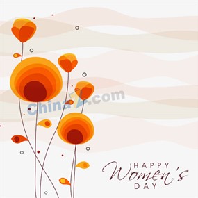 三八妇女节金色花贺卡